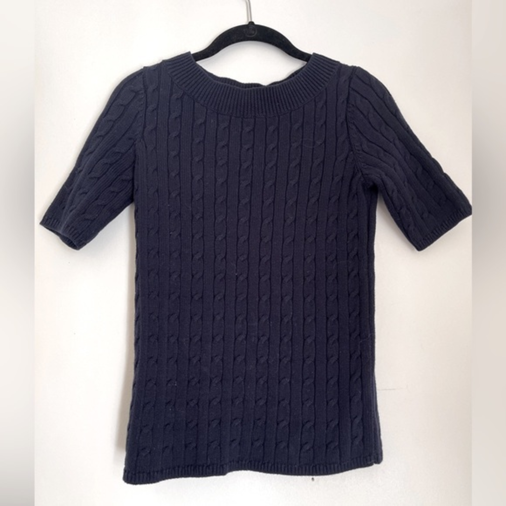TALBOTS SHOET SLEEVE‎ CABLE KNIT SWEATER SIZE P